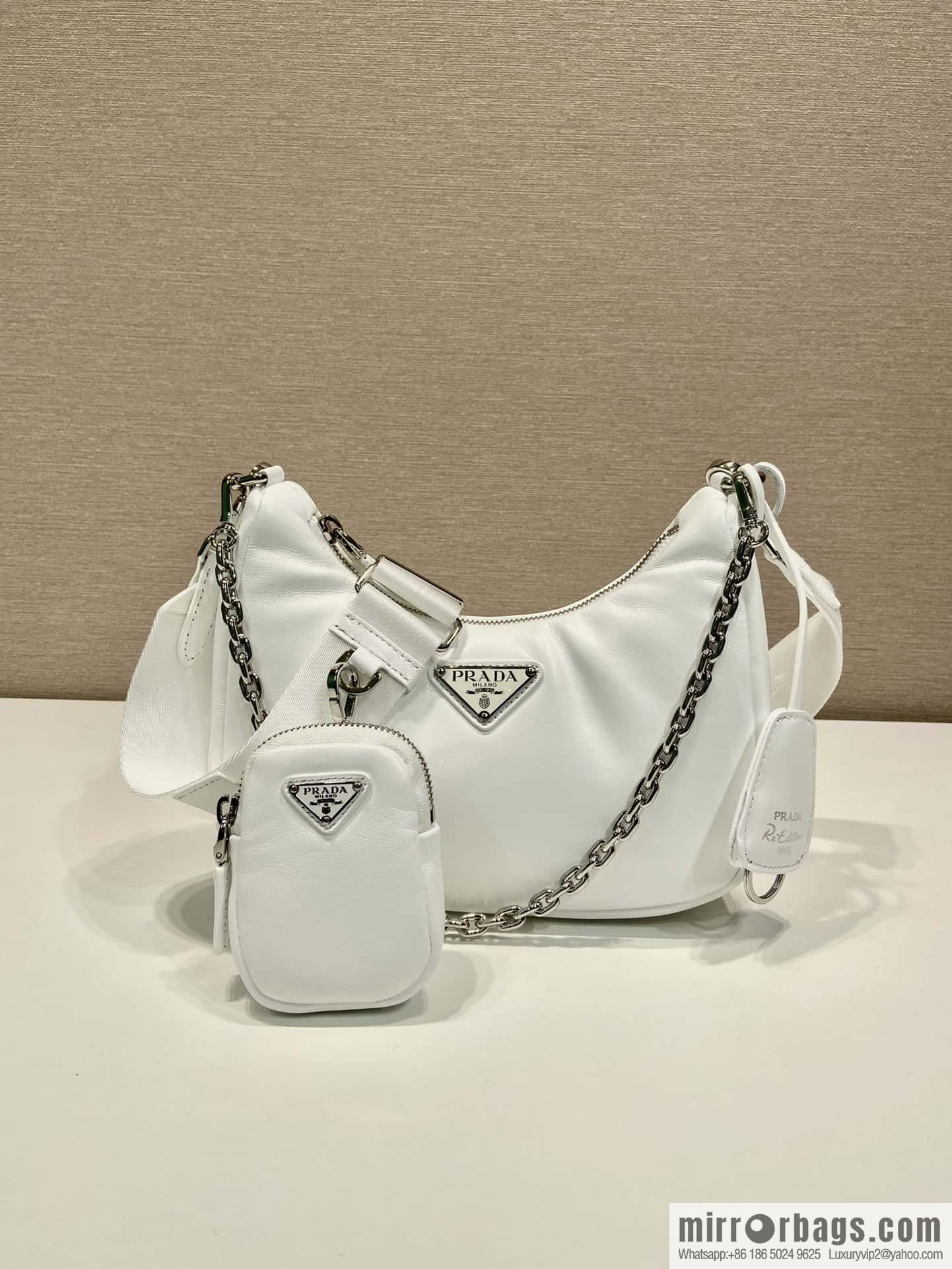 PRADA small sheepskin 3-in-1 ๐ 1BH204 white