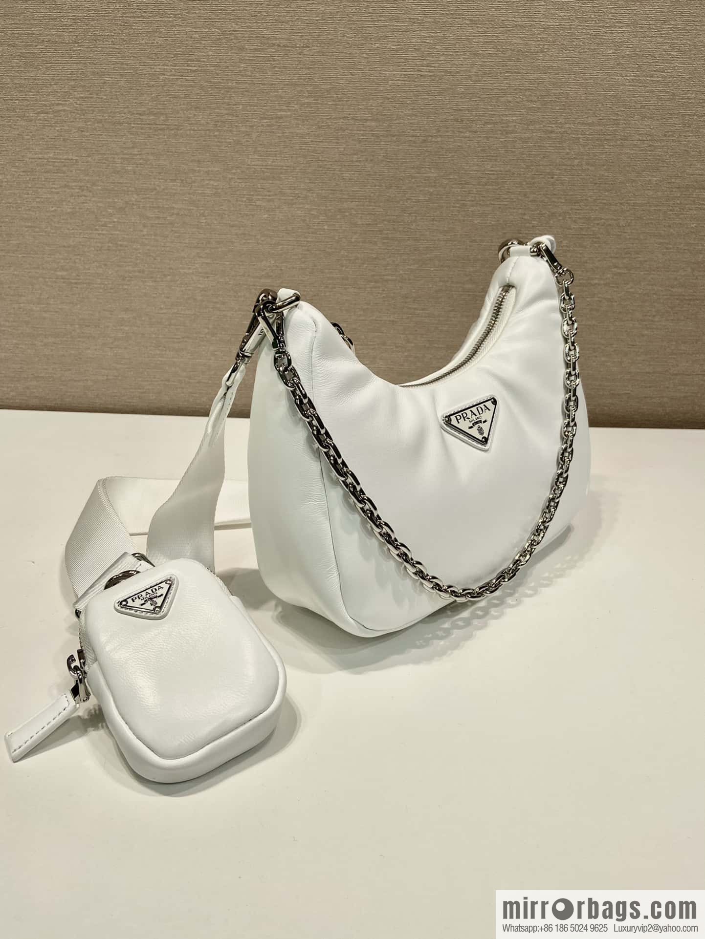 PRADA small sheepskin 3-in-1 ๐ 1BH204 white