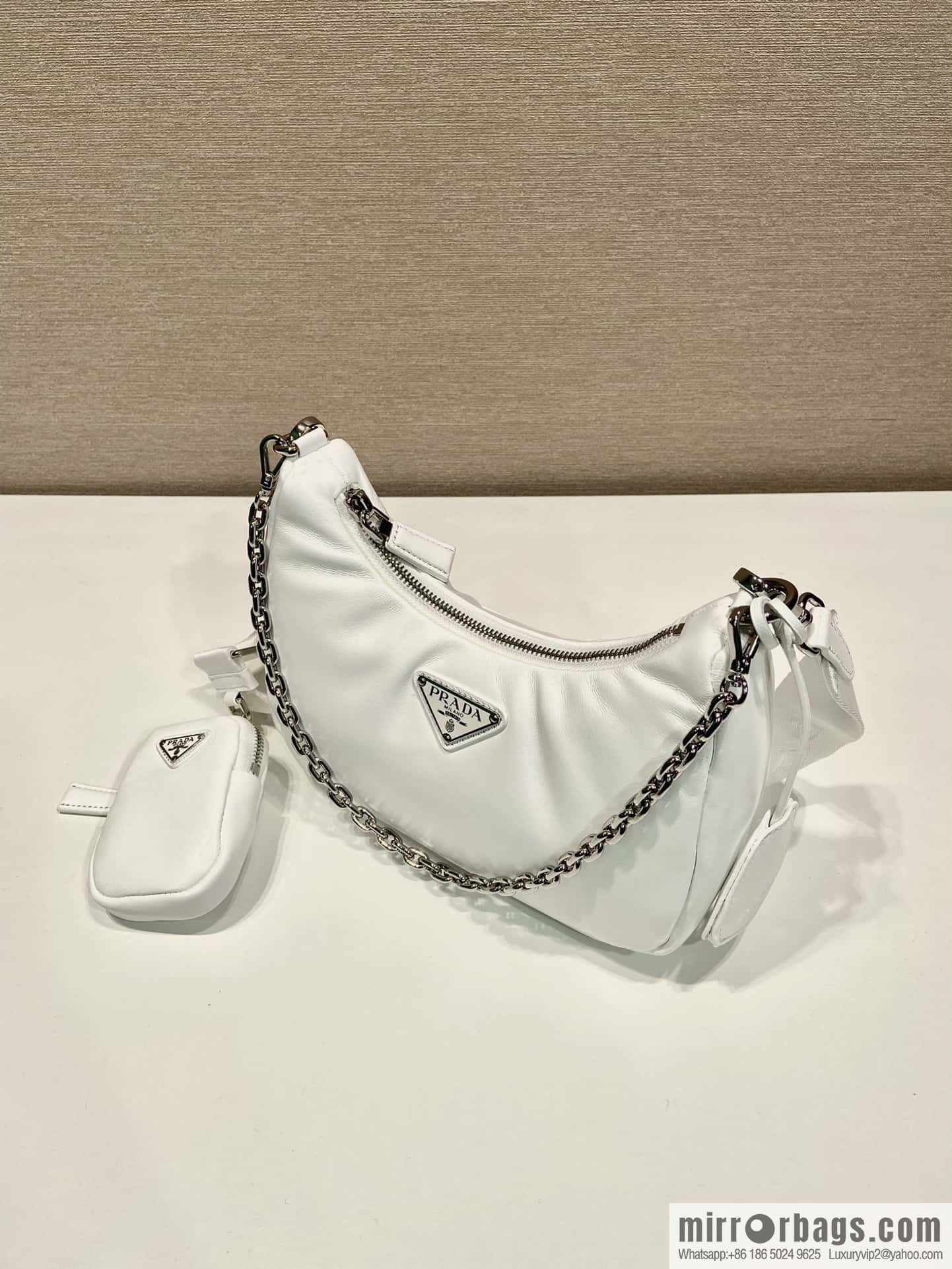 PRADA small sheepskin 3-in-1 ๐ 1BH204 white