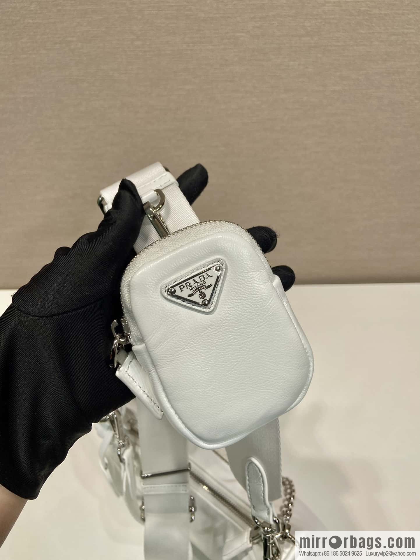 PRADA small sheepskin 3-in-1 ๐ 1BH204 white