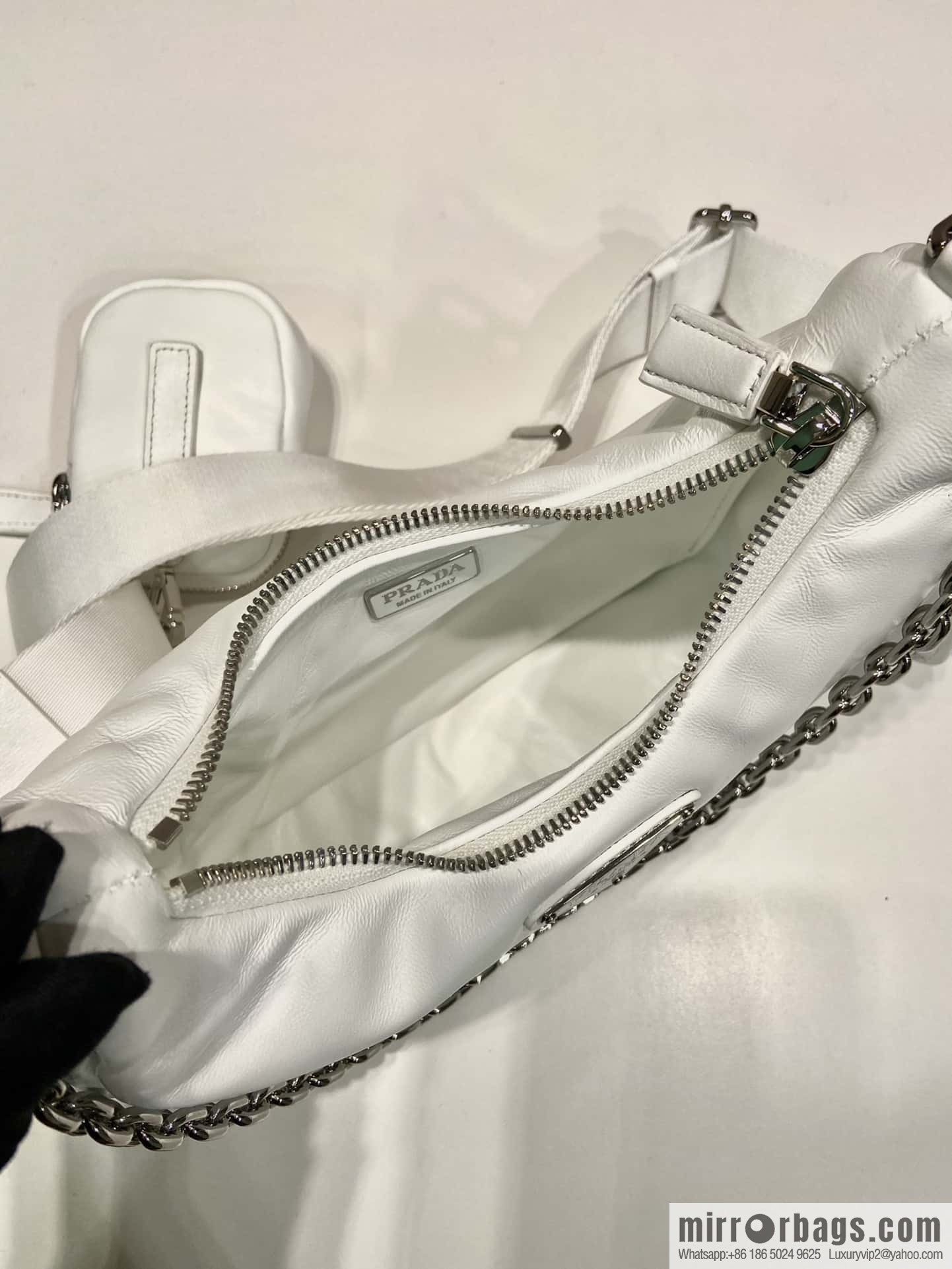 PRADA small sheepskin 3-in-1 ๐ 1BH204 white