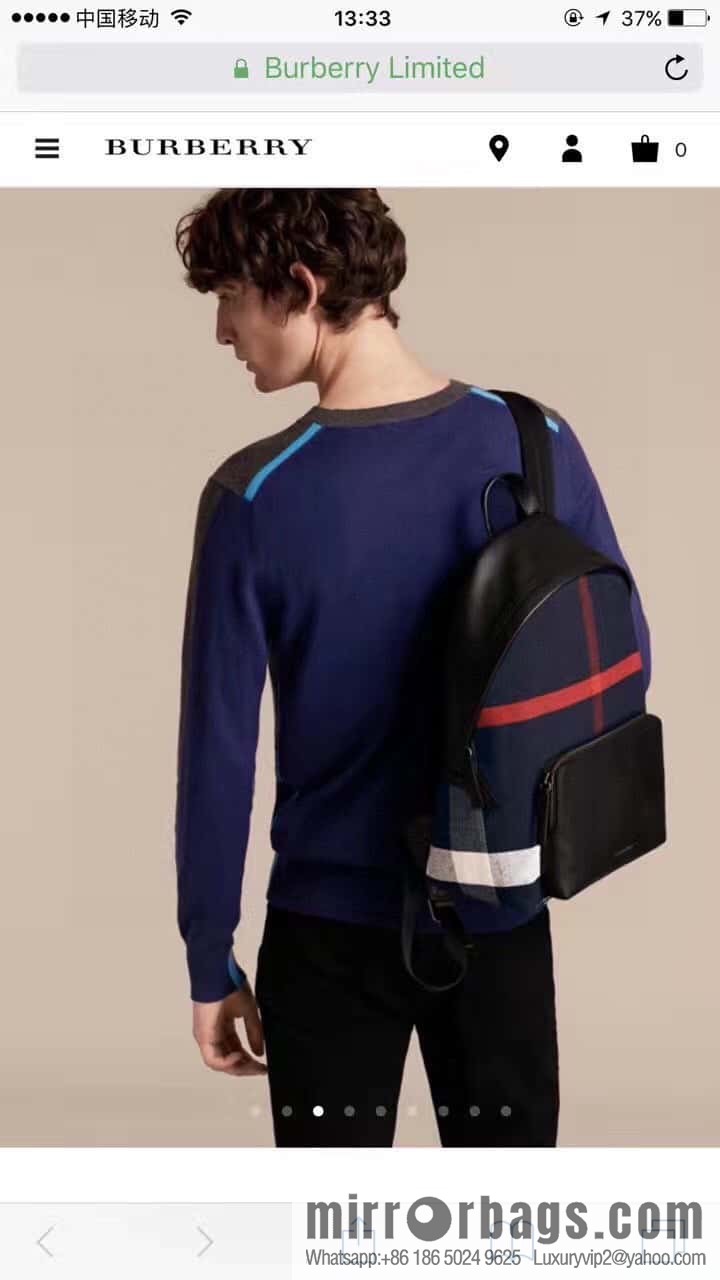 Burberry Burberry Canvas plaid backpack blue