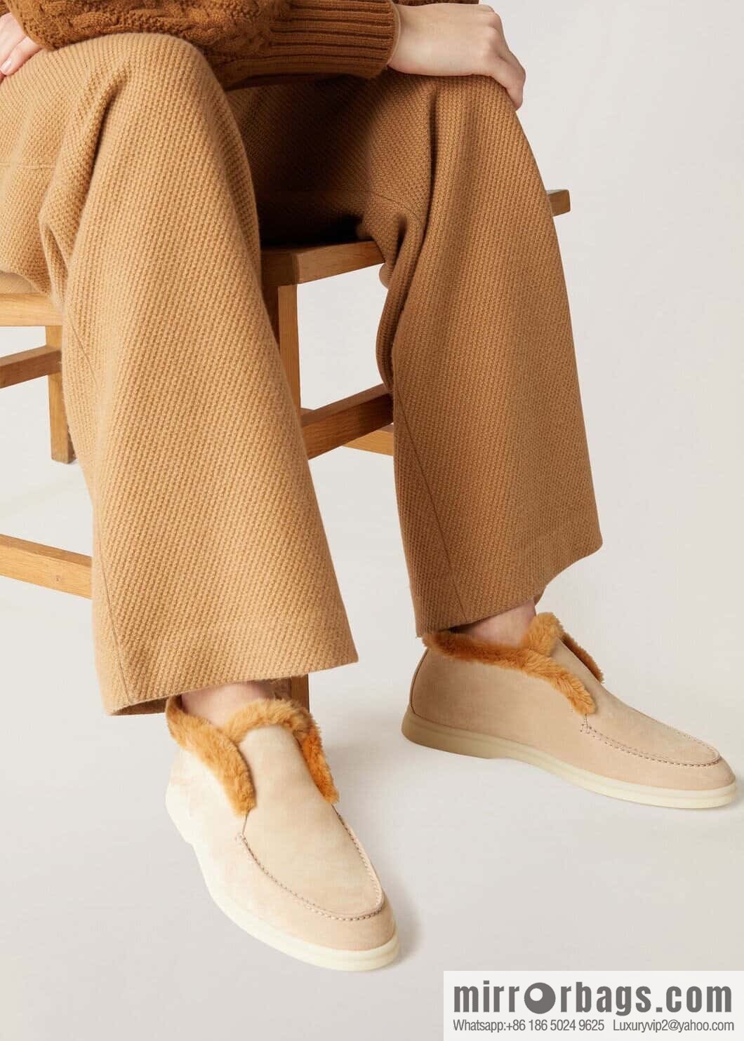 Loro Piana nutria fur high-top fluffy shoes
