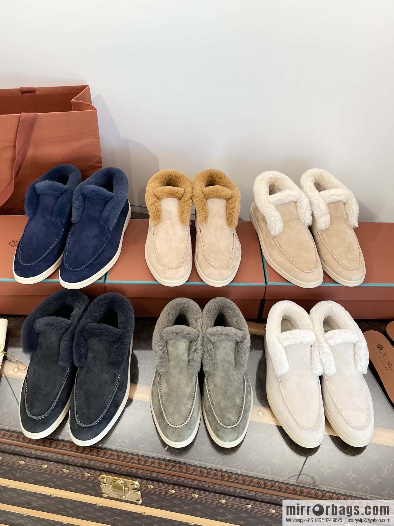 Loro Piana nutria fur high-top fluffy shoes
