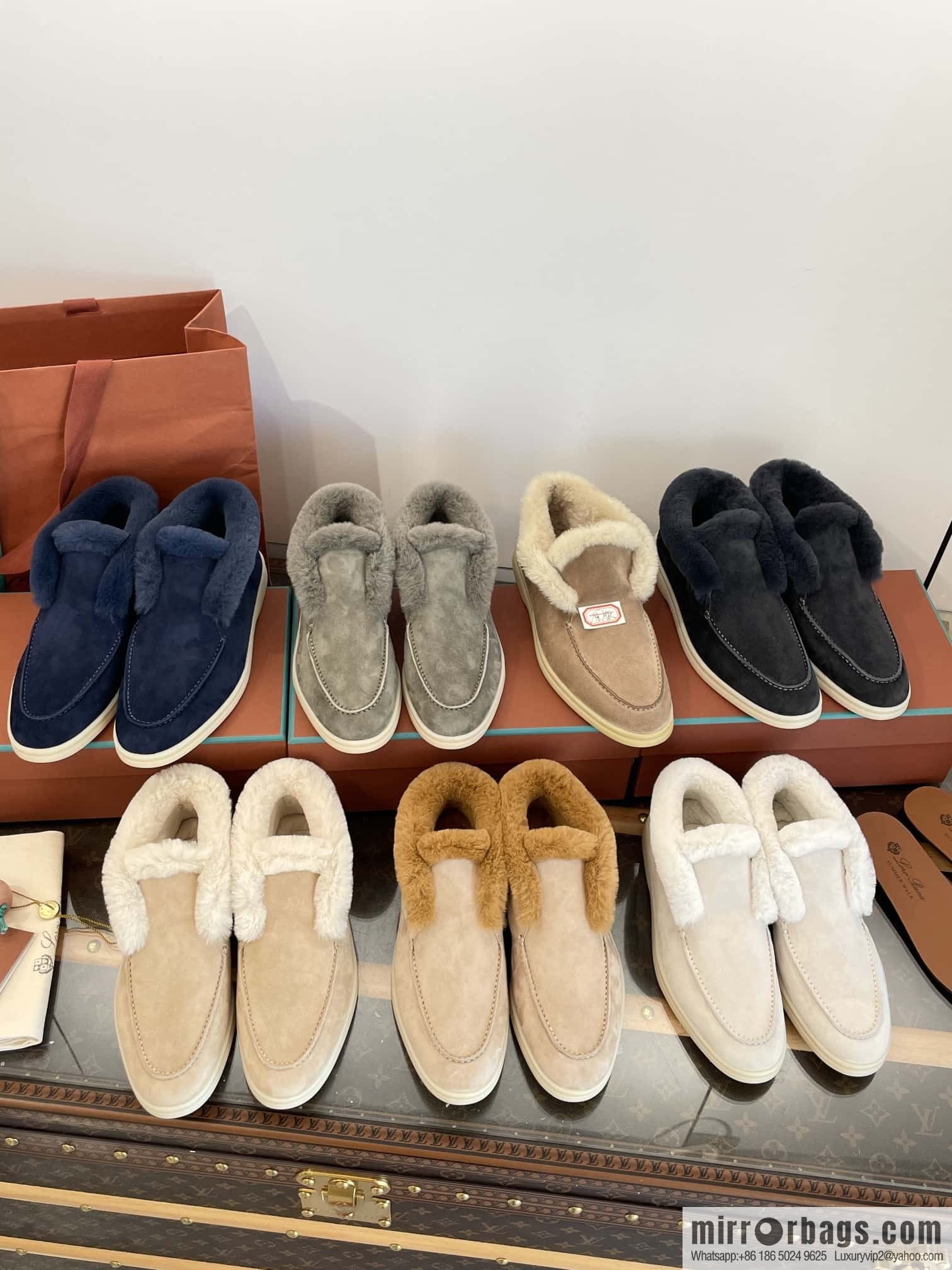 Loro Piana nutria fur high-top fluffy shoes