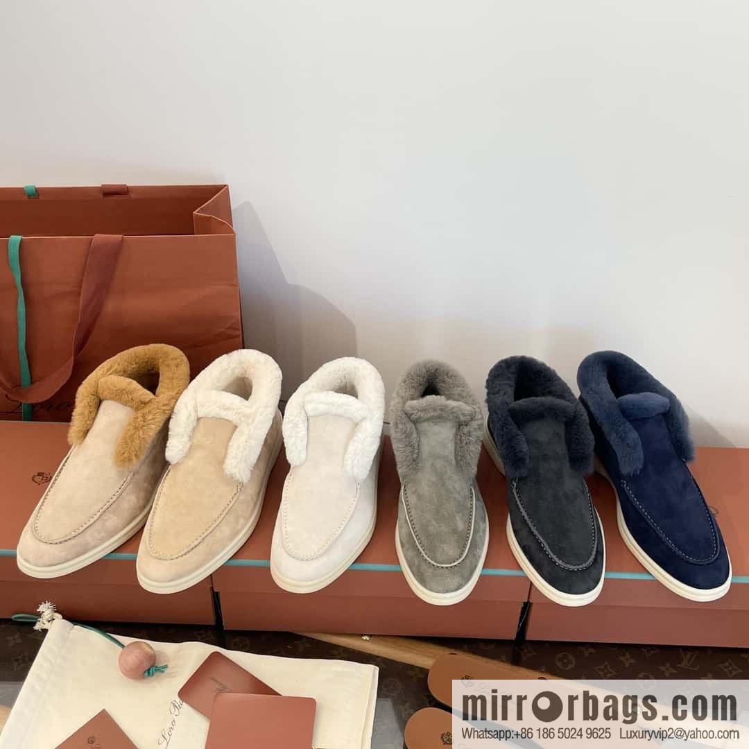 Loro Piana nutria fur high-top fluffy shoes