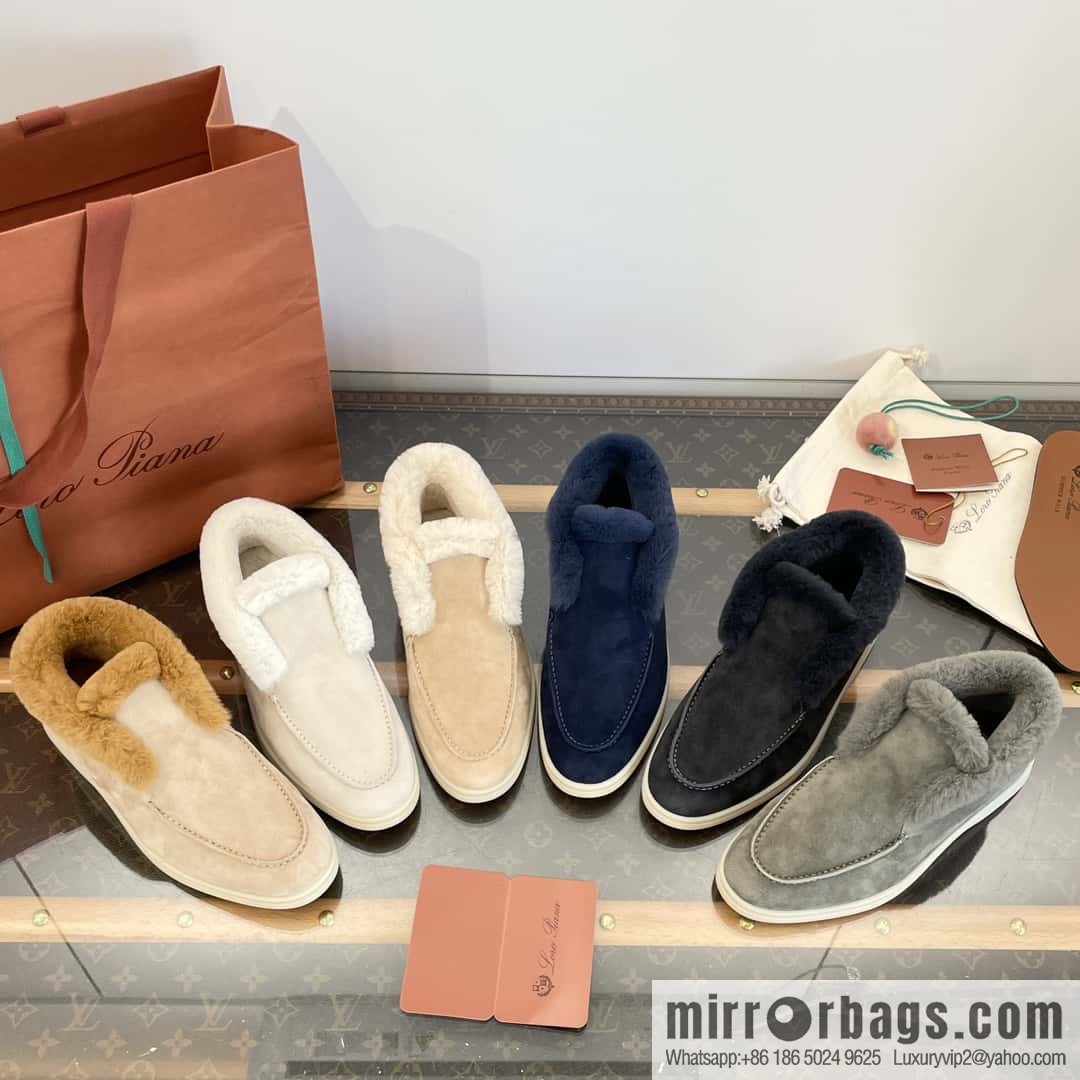 Loro Piana nutria fur high-top fluffy shoes