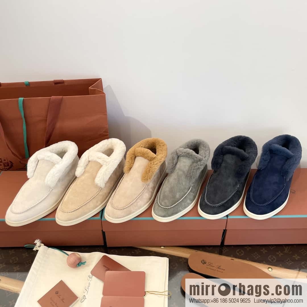 Loro Piana nutria fur high-top fluffy shoes