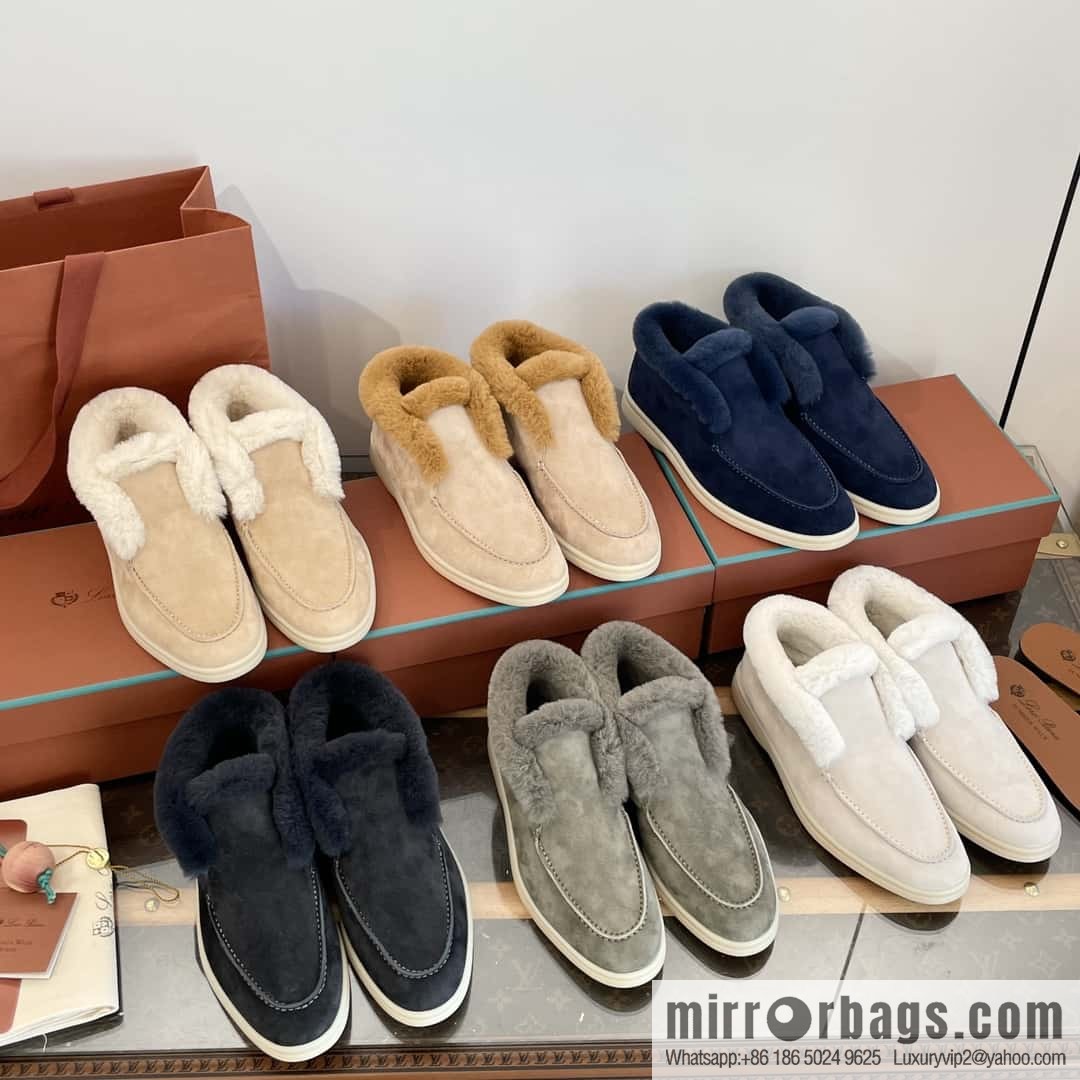 Loro Piana nutria fur high-top fluffy shoes