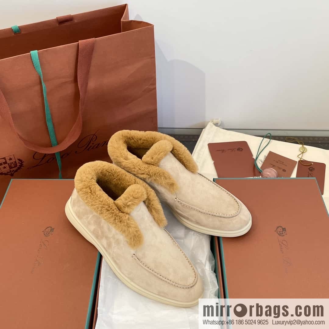 Loro Piana nutria fur high-top fluffy shoes