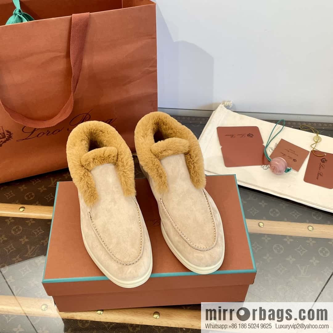 Loro Piana nutria fur high-top fluffy shoes