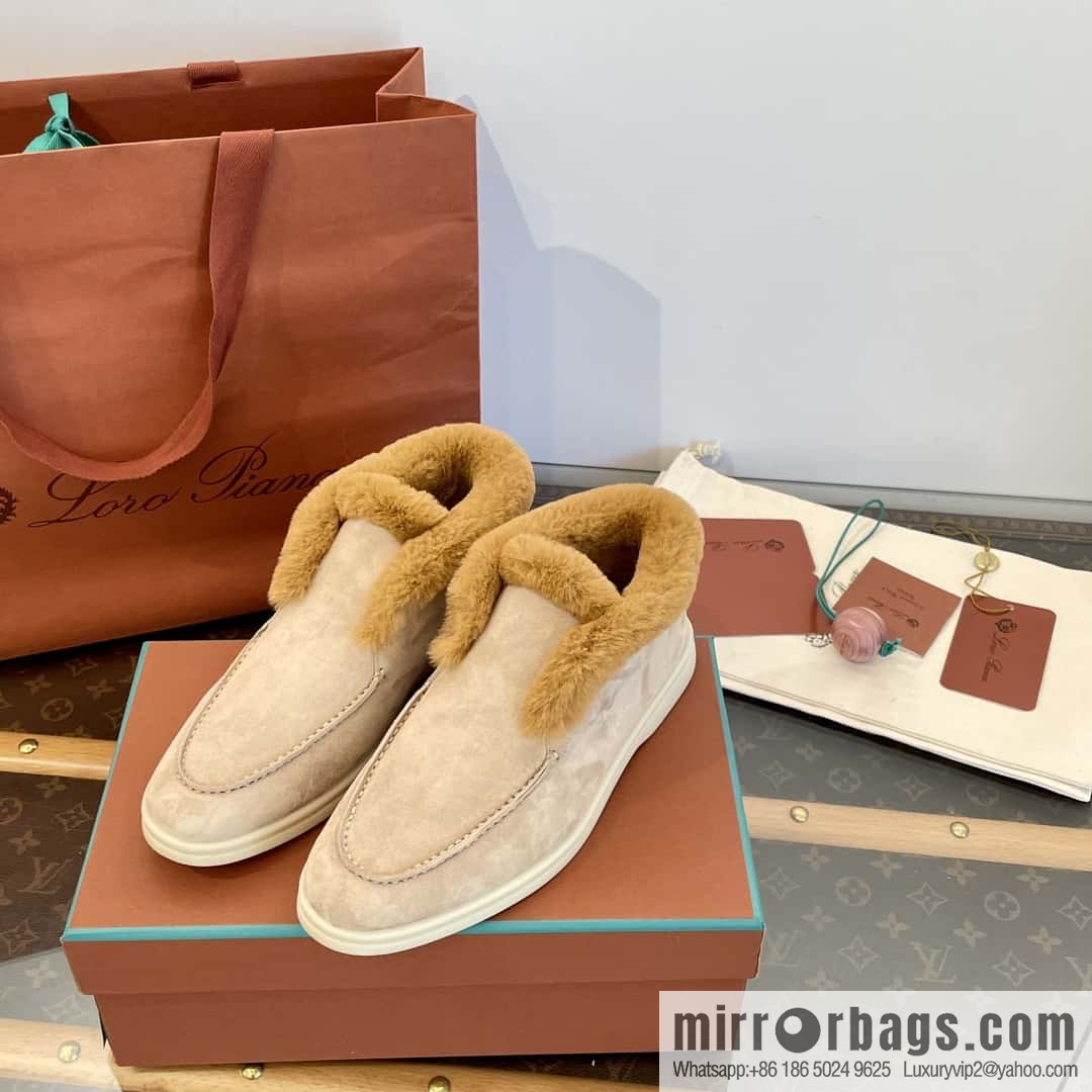 Loro Piana nutria fur high-top fluffy shoes