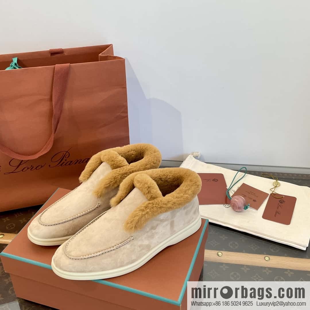 Loro Piana nutria fur high-top fluffy shoes