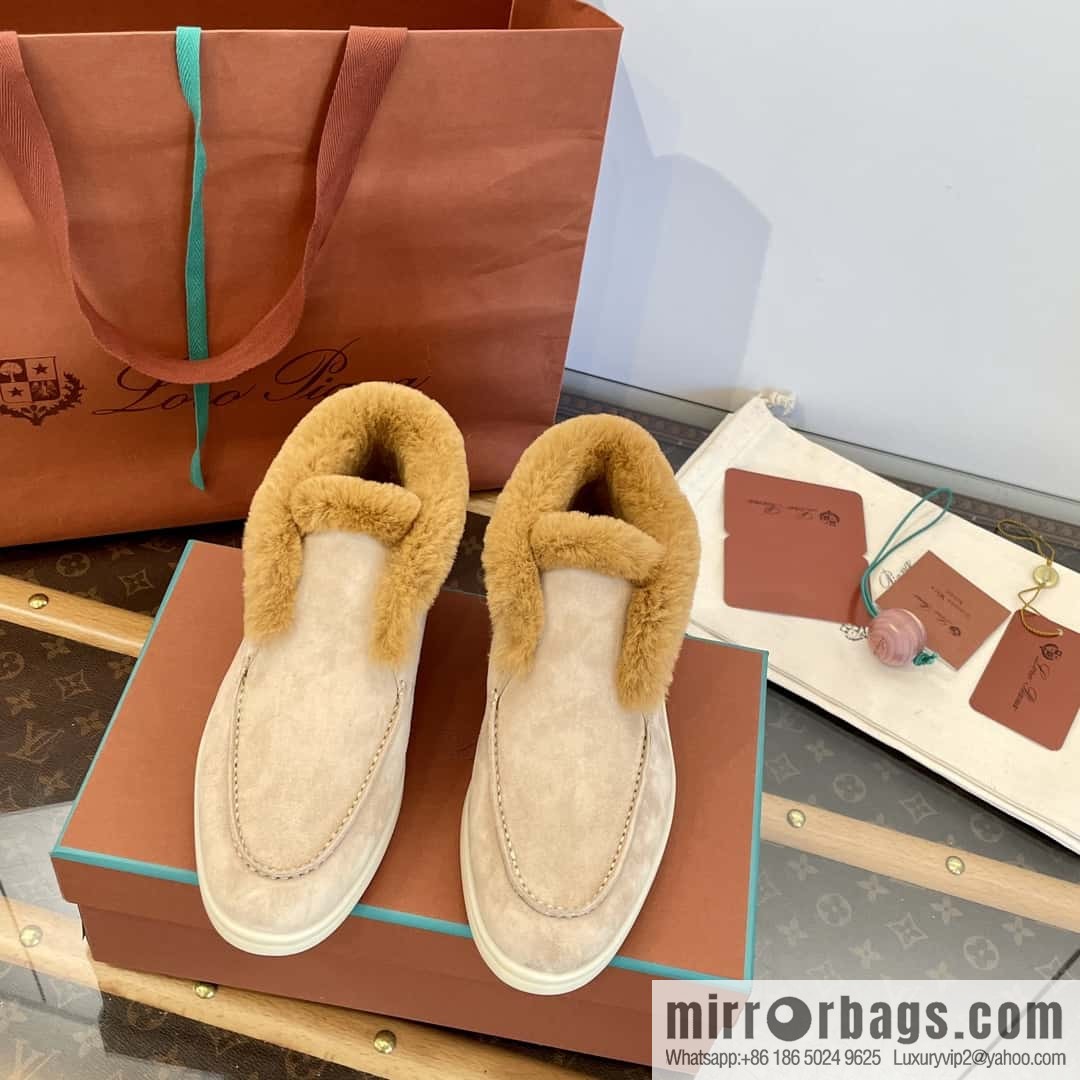 Loro Piana nutria fur high-top fluffy shoes