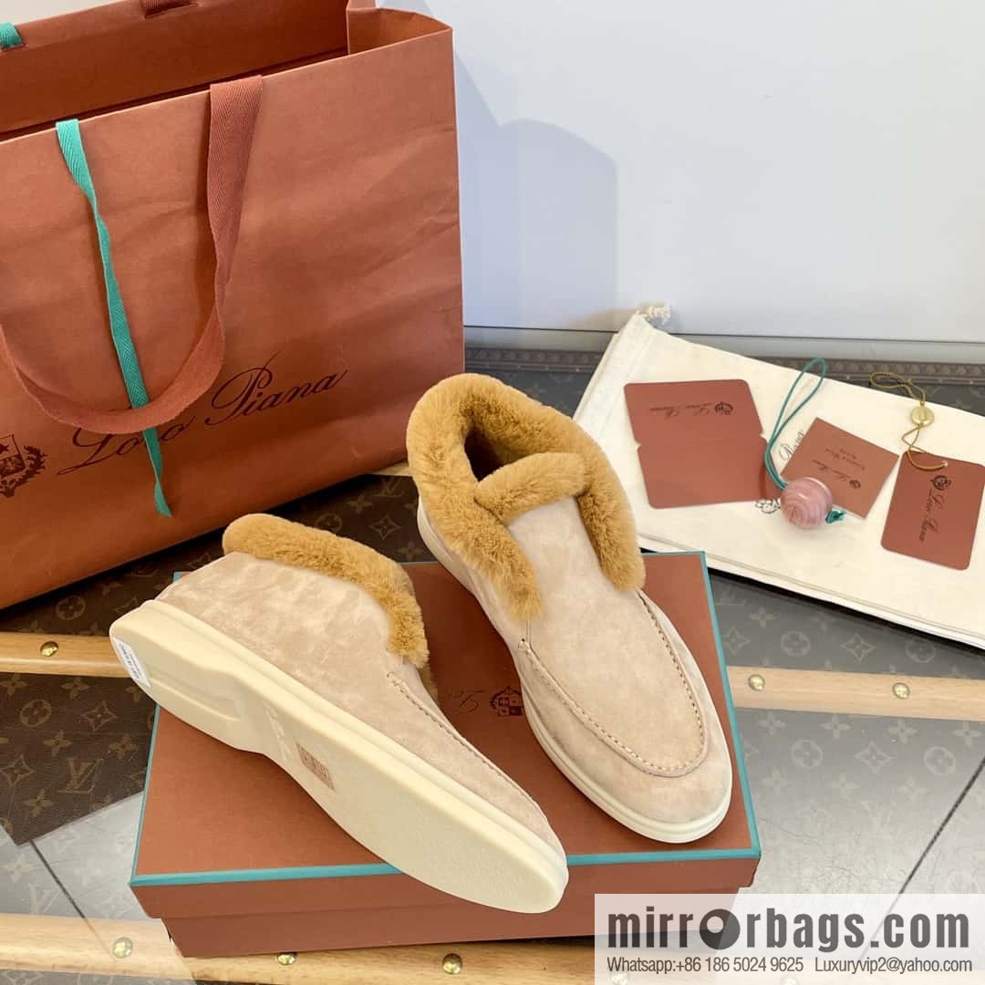 Loro Piana nutria fur high-top fluffy shoes