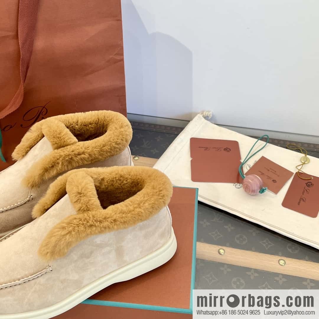 Loro Piana nutria fur high-top fluffy shoes
