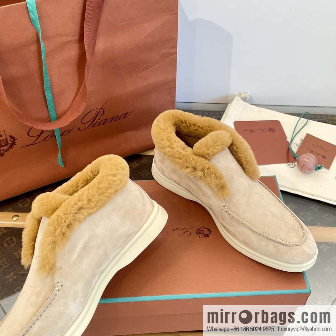 Loro Piana nutria fur high-top fluffy shoes