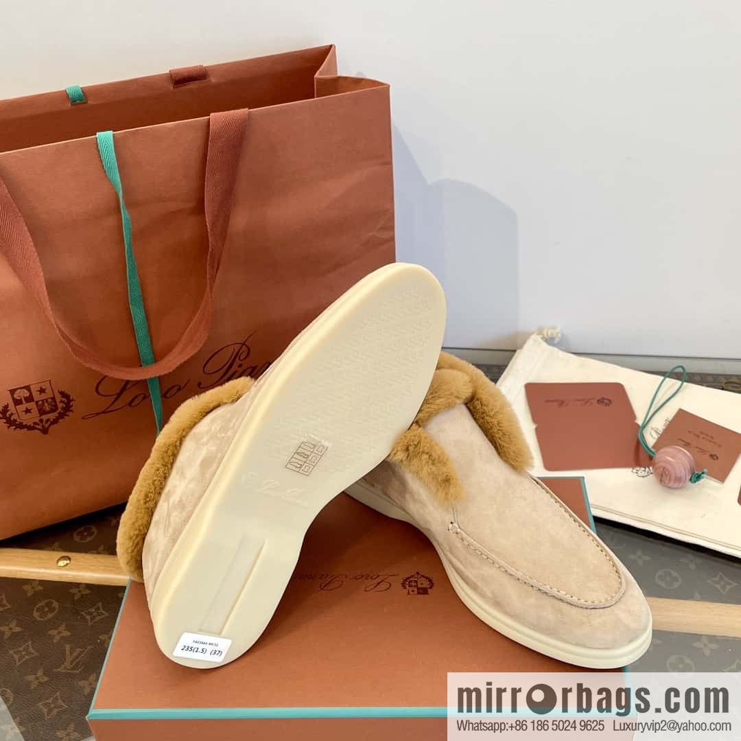 Loro Piana nutria fur high-top fluffy shoes