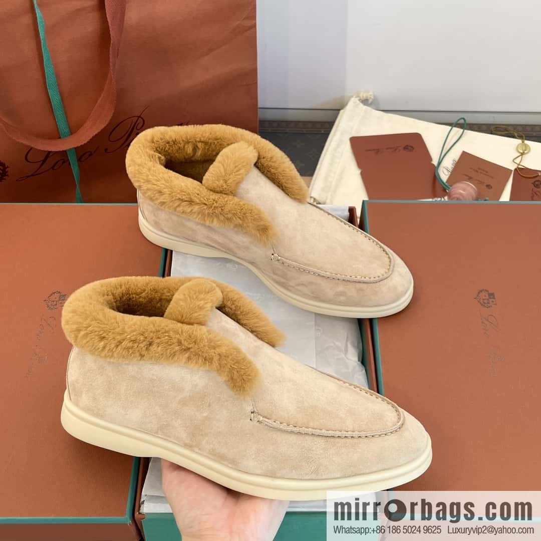 Loro Piana nutria fur high-top fluffy shoes