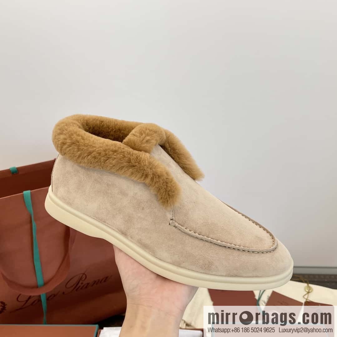 Loro Piana nutria fur high-top fluffy shoes