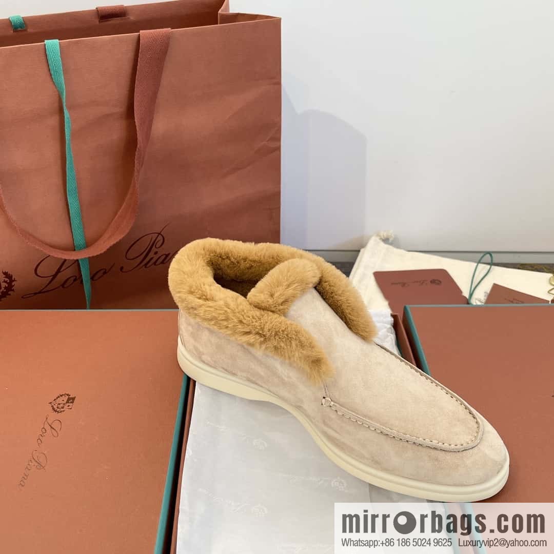 Loro Piana nutria fur high-top fluffy shoes