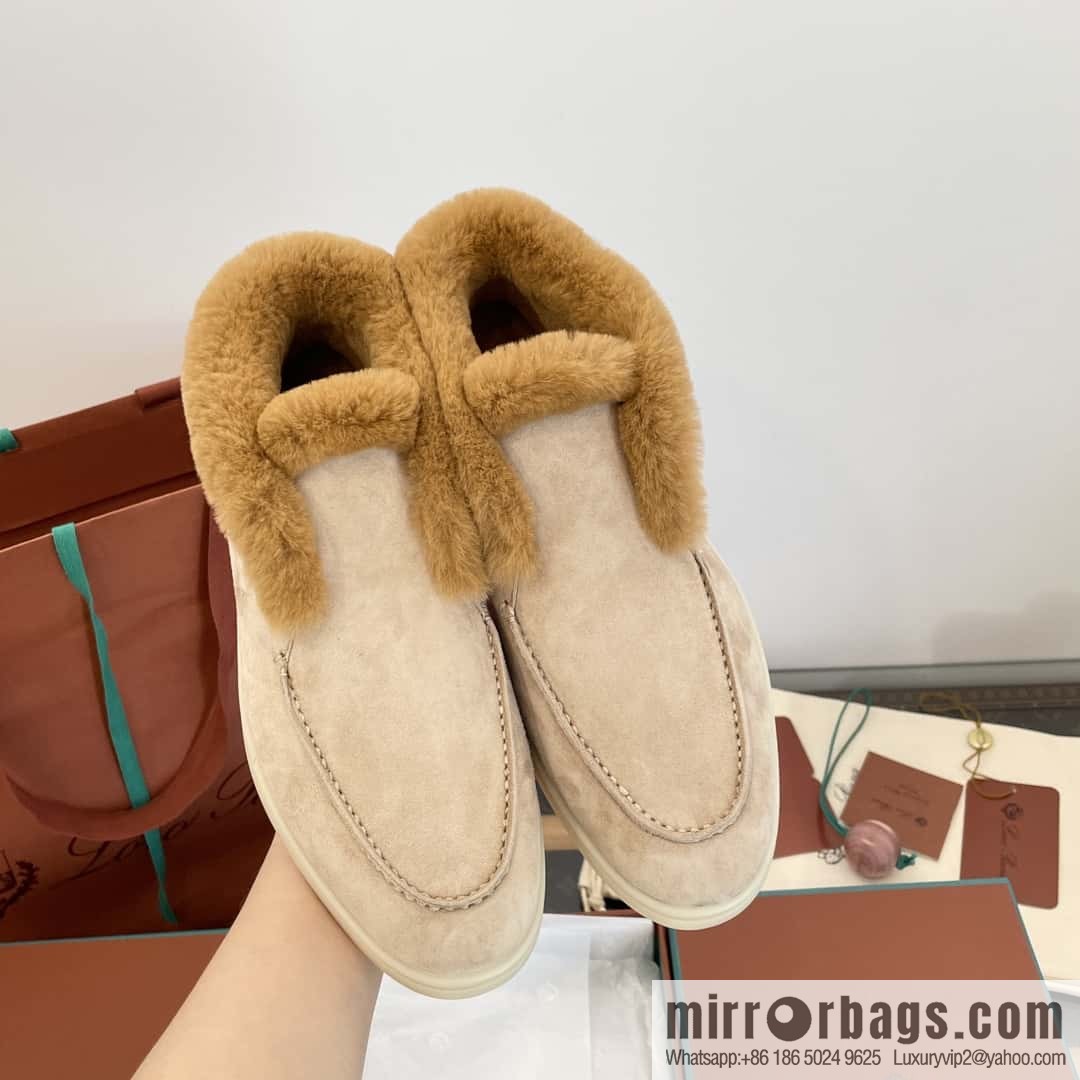 Loro Piana nutria fur high-top fluffy shoes
