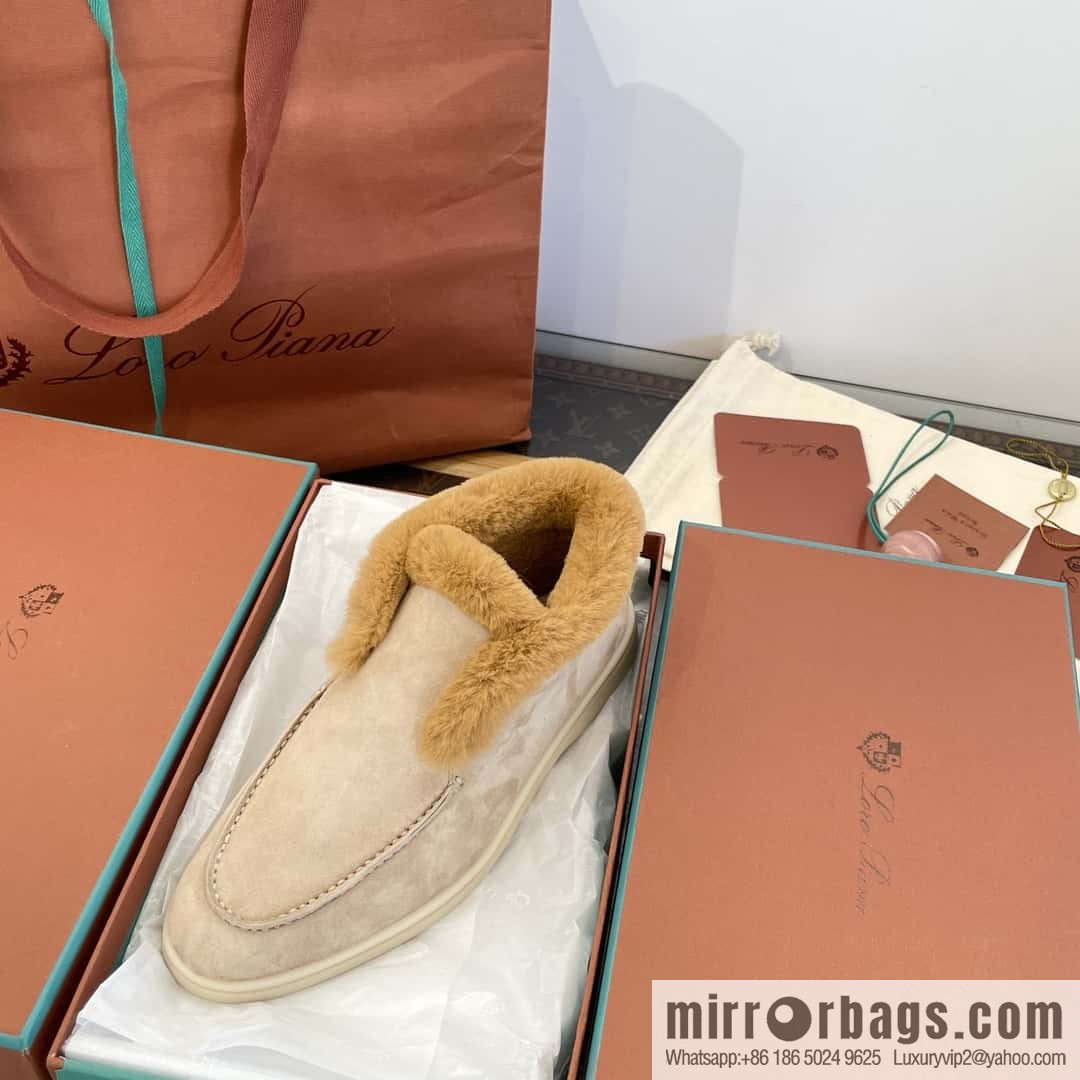 Loro Piana nutria fur high-top fluffy shoes