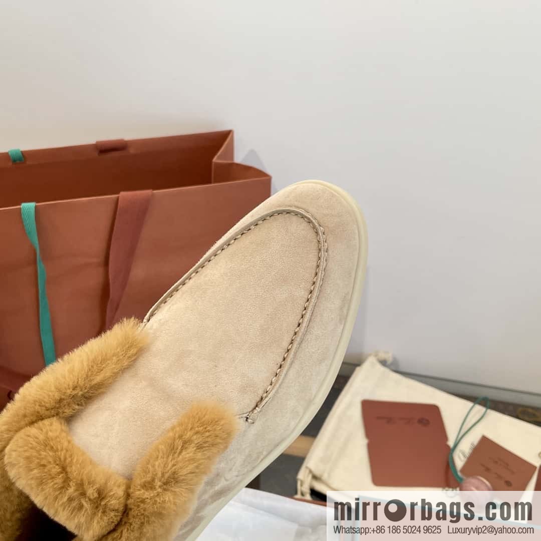 Loro Piana nutria fur high-top fluffy shoes