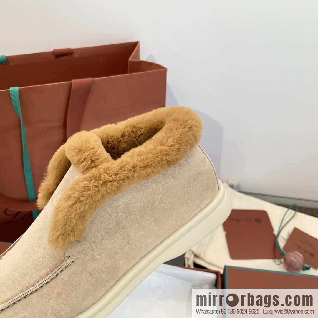Loro Piana nutria fur high-top fluffy shoes