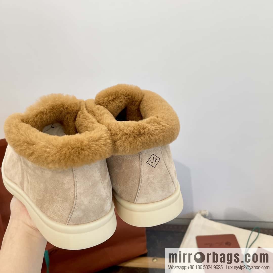 Loro Piana nutria fur high-top fluffy shoes