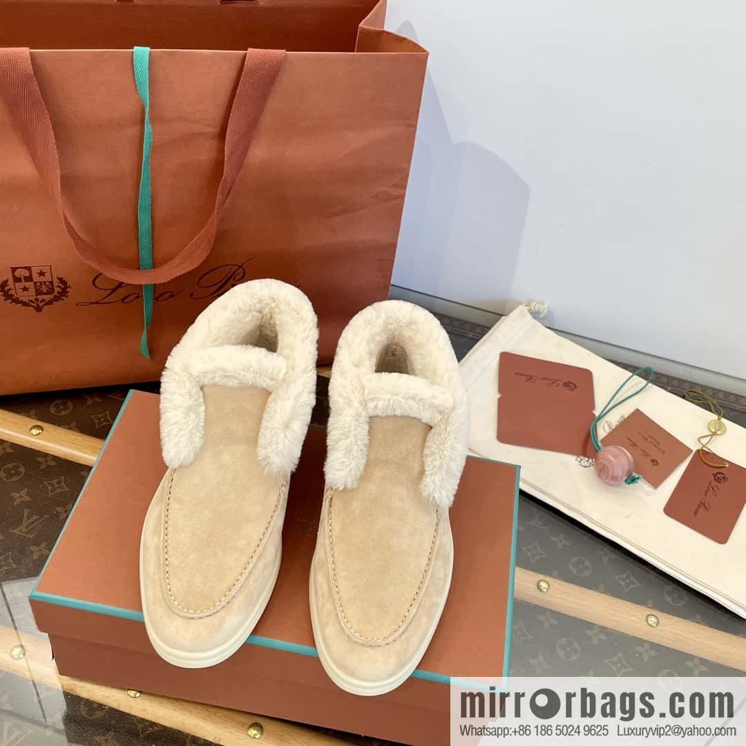 Loro Piana nutria fur high-top fluffy shoes