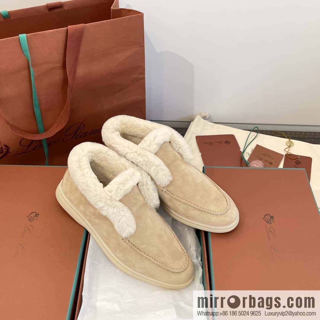 Loro Piana nutria fur high-top fluffy shoes