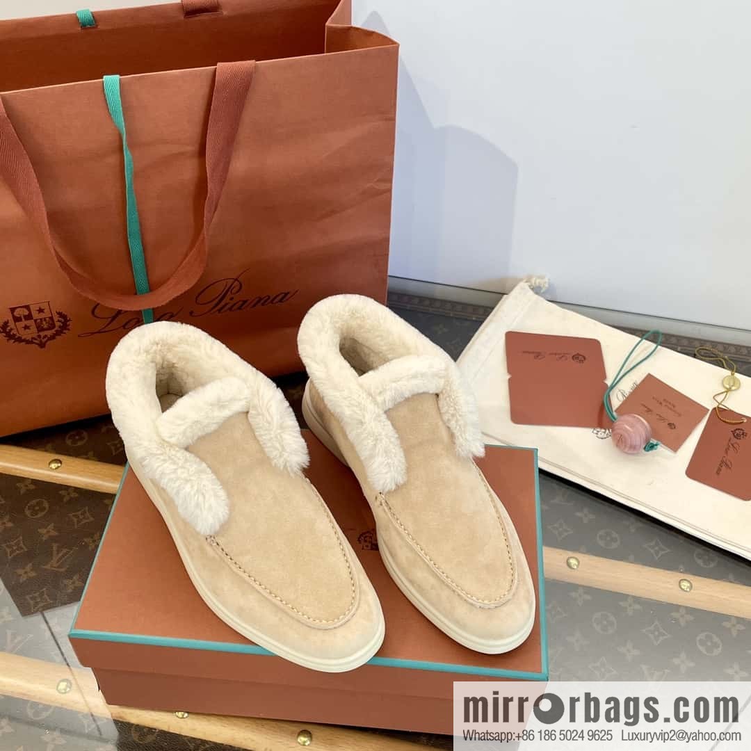 Loro Piana nutria fur high-top fluffy shoes