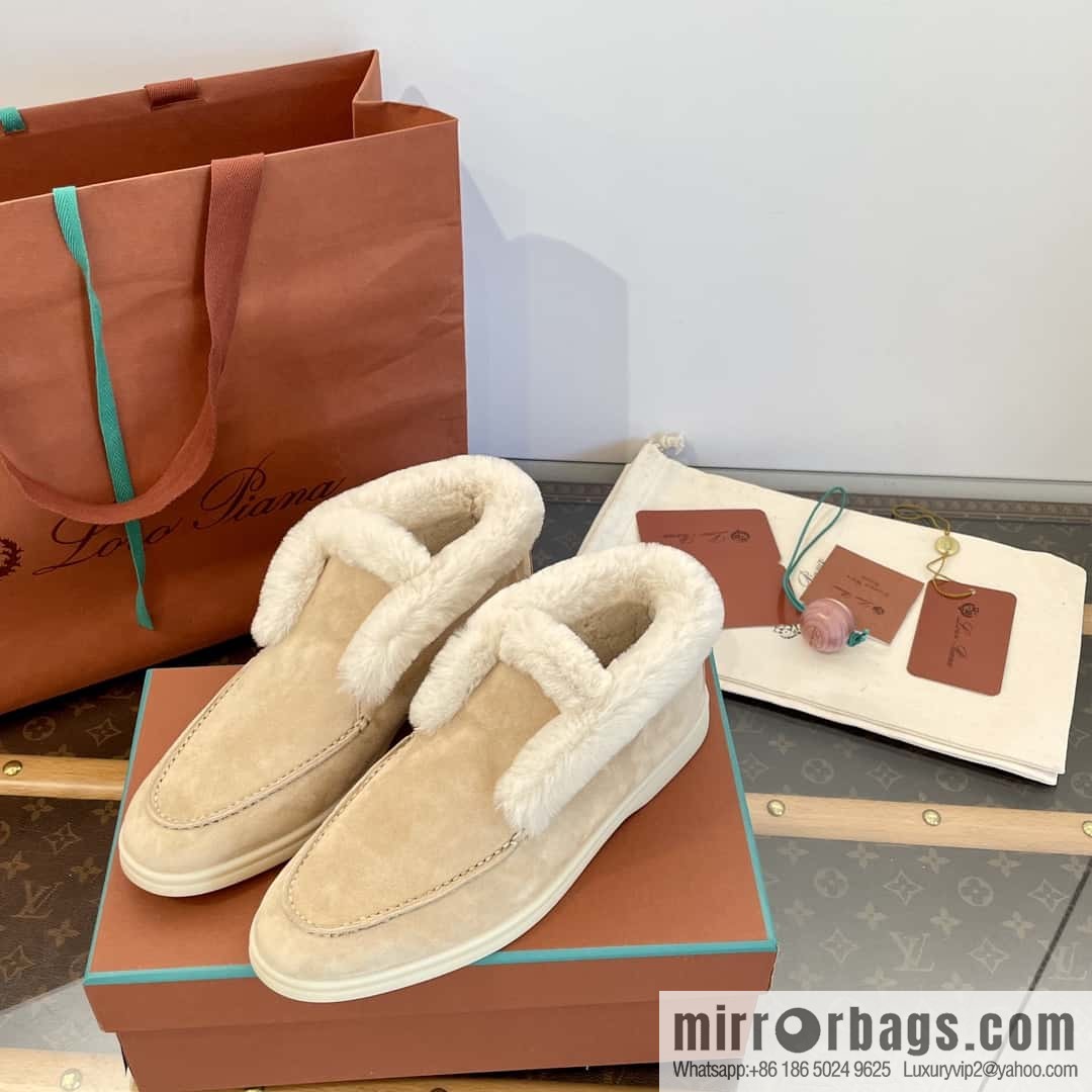 Loro Piana nutria fur high-top fluffy shoes