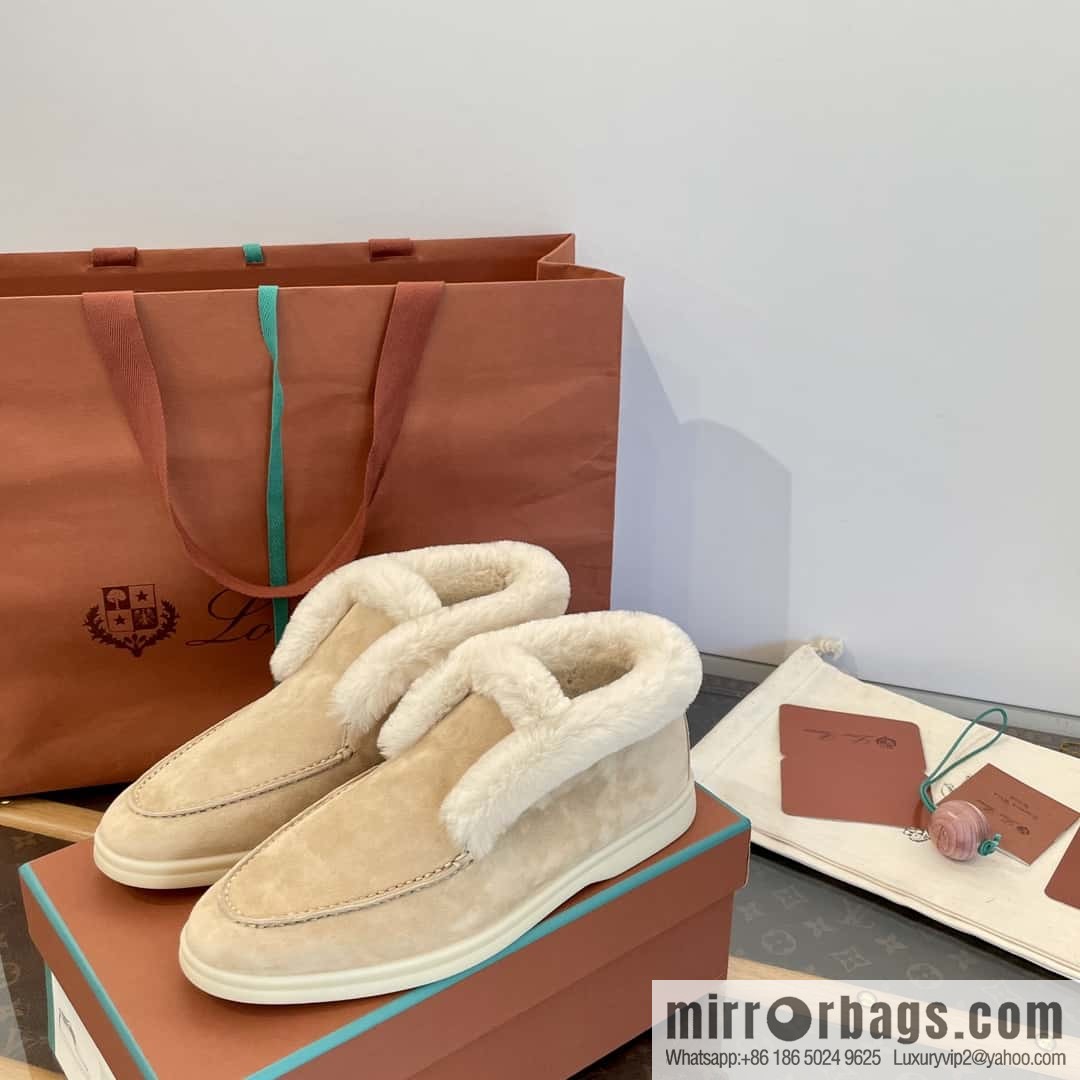Loro Piana nutria fur high-top fluffy shoes