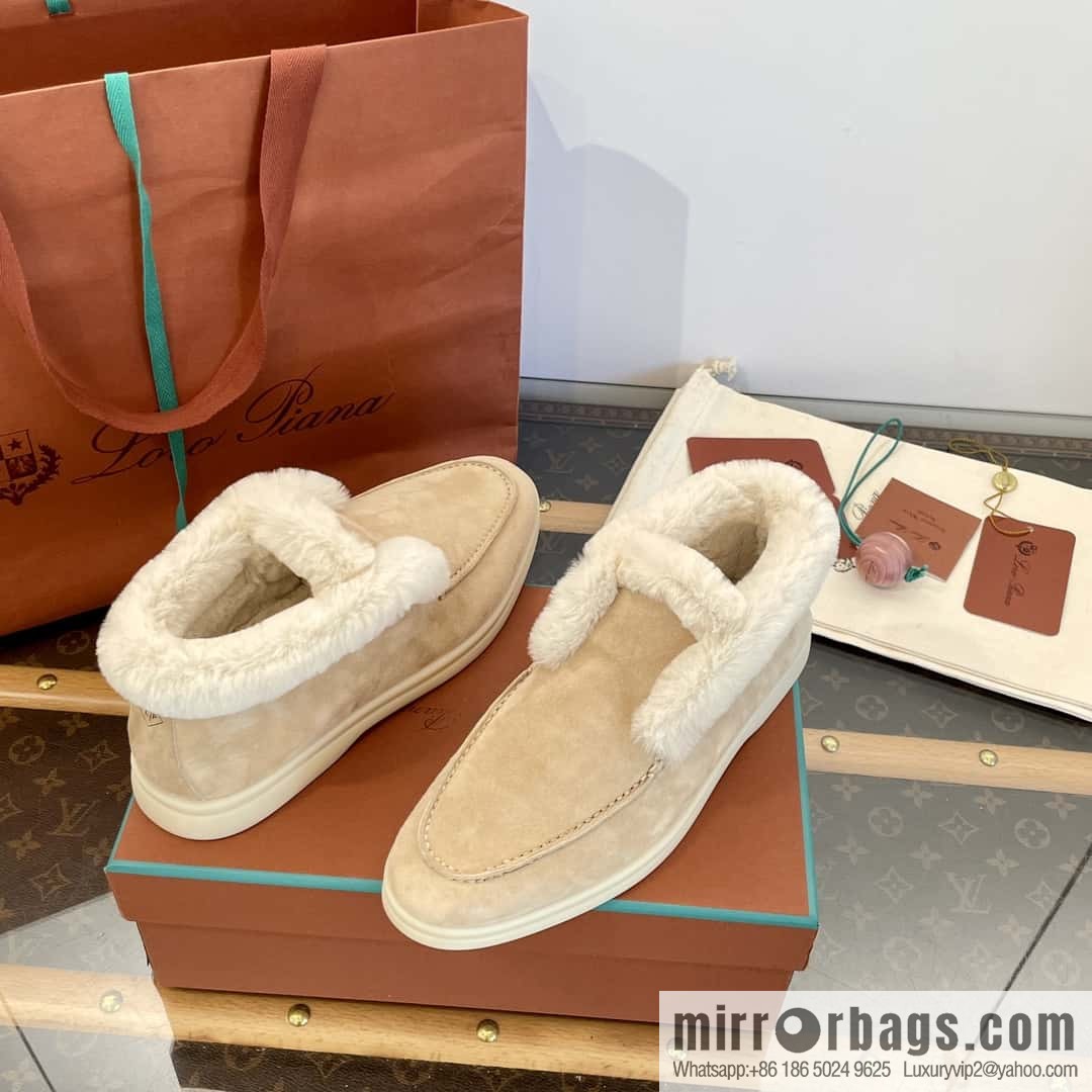 Loro Piana nutria fur high-top fluffy shoes