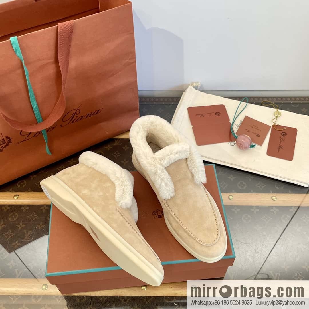 Loro Piana nutria fur high-top fluffy shoes