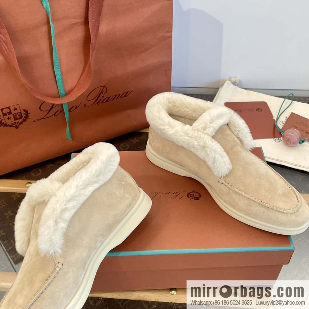 Loro Piana nutria fur high-top fluffy shoes