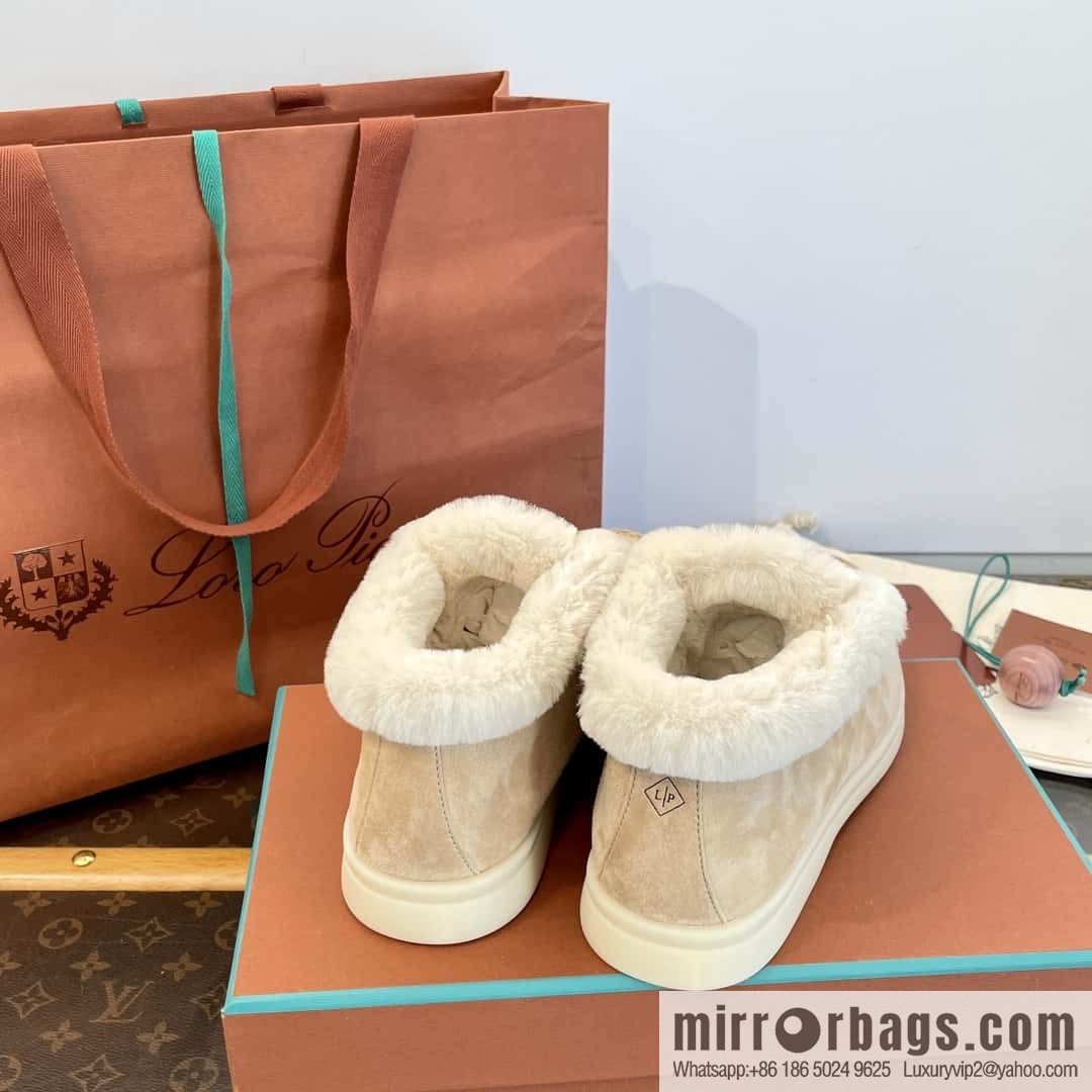 Loro Piana nutria fur high-top fluffy shoes