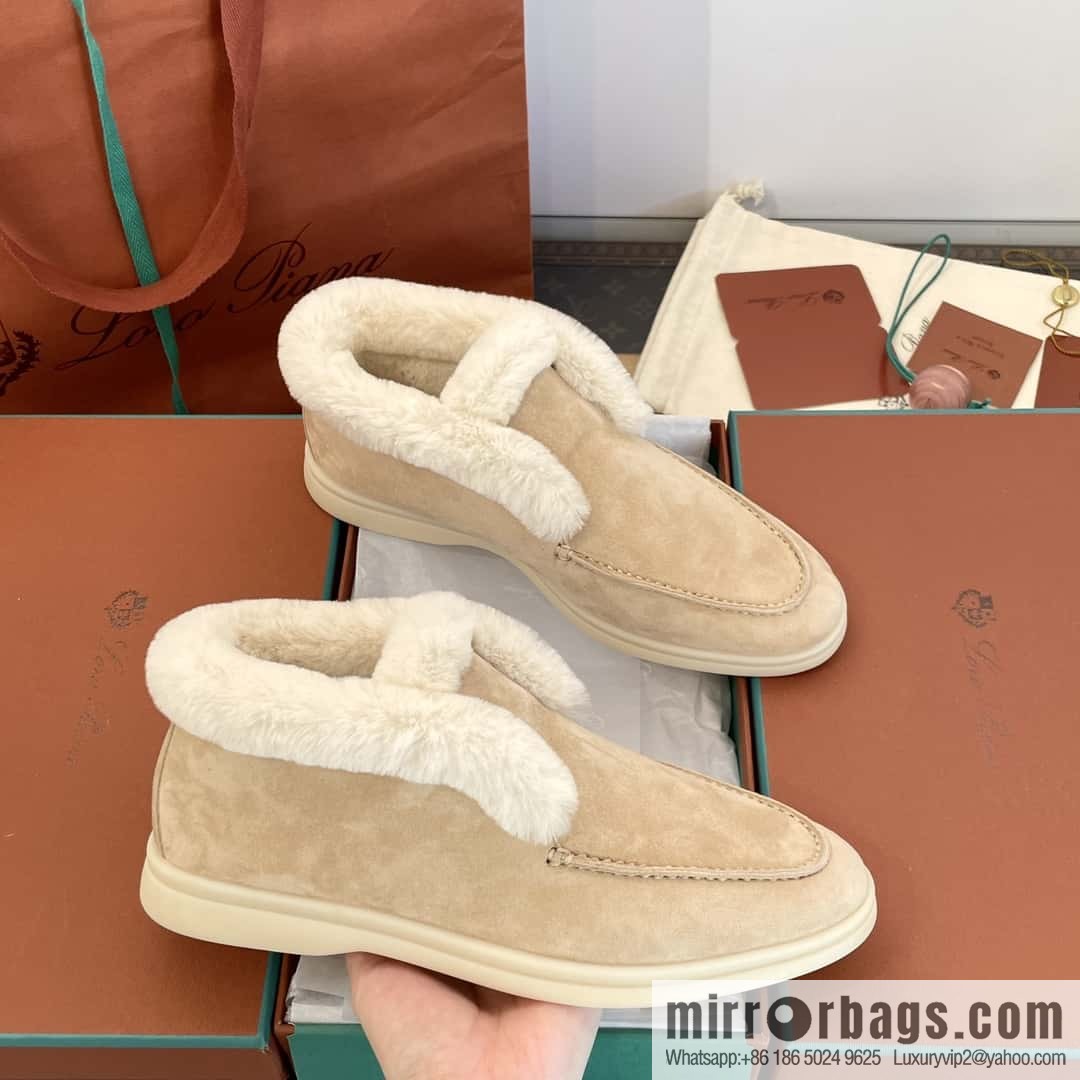 Loro Piana nutria fur high-top fluffy shoes