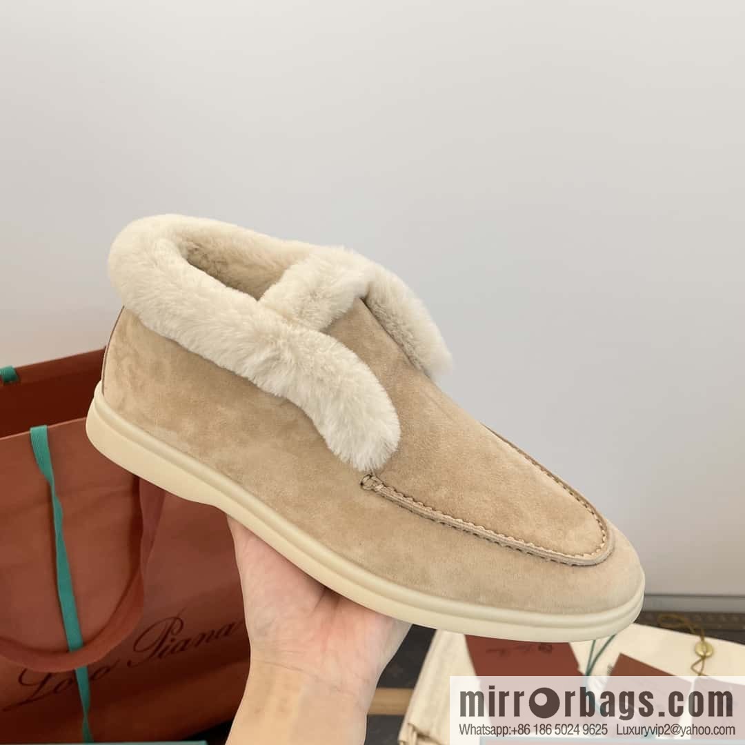 Loro Piana nutria fur high-top fluffy shoes
