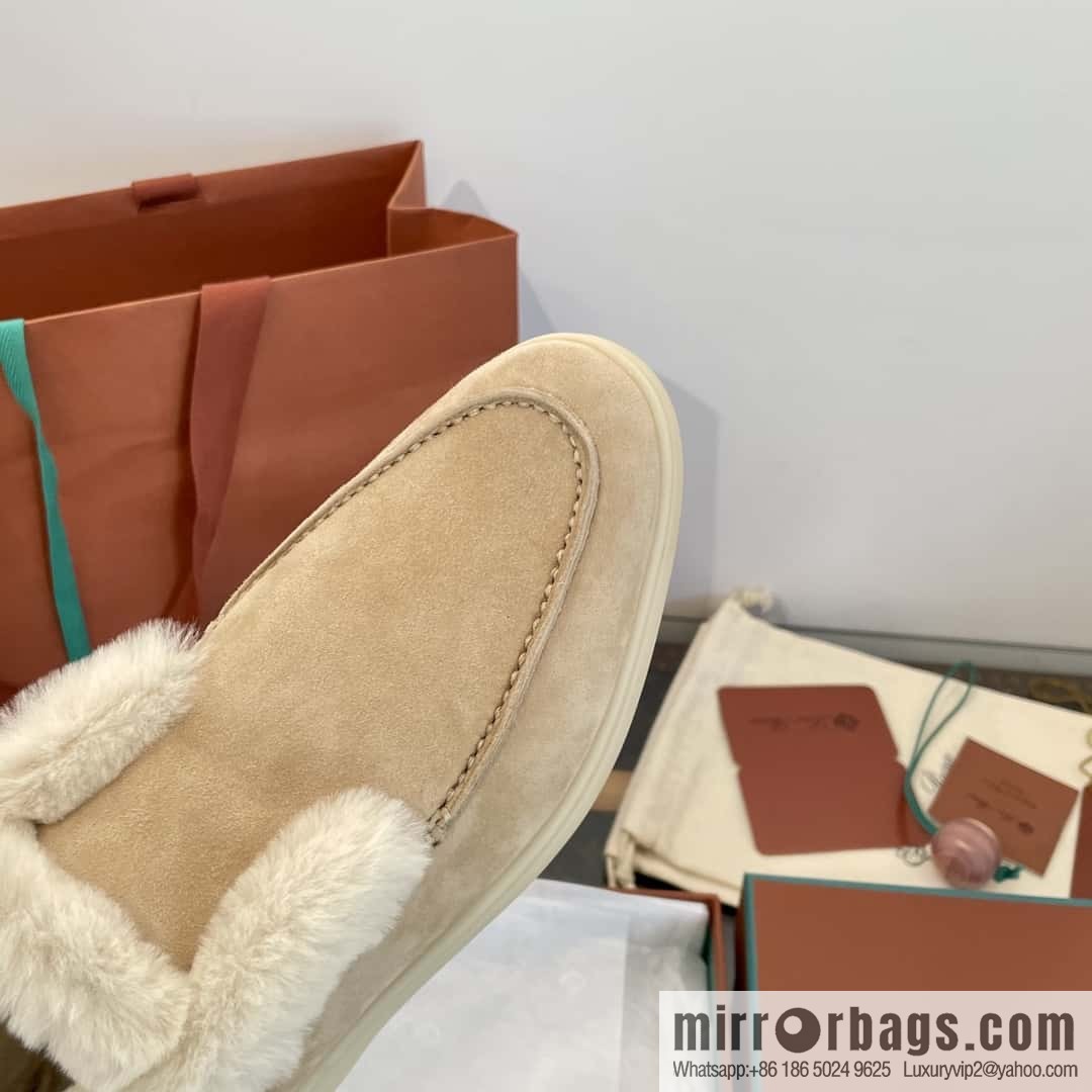 Loro Piana nutria fur high-top fluffy shoes