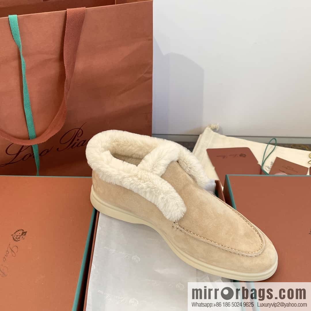 Loro Piana nutria fur high-top fluffy shoes