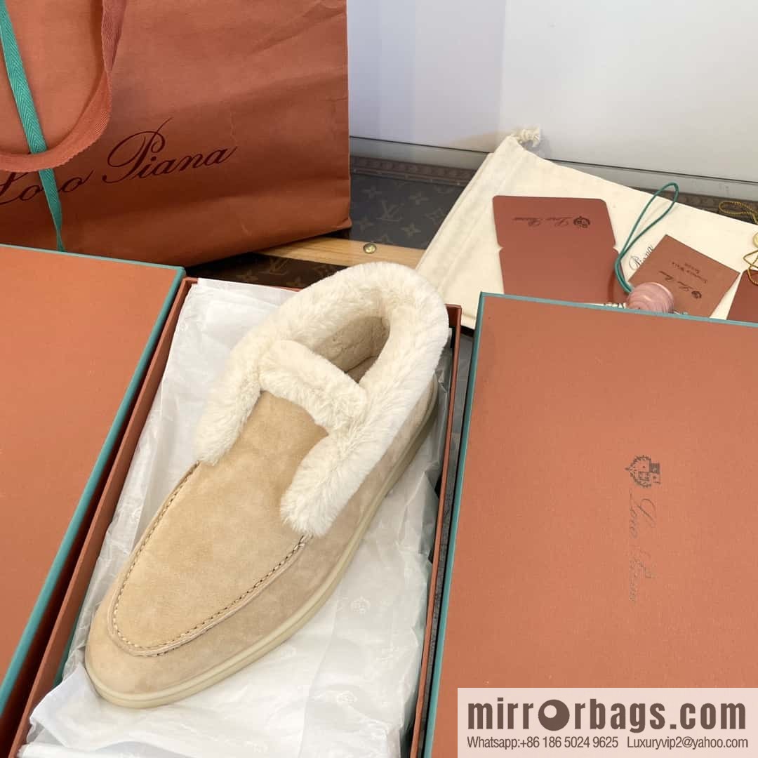 Loro Piana nutria fur high-top fluffy shoes