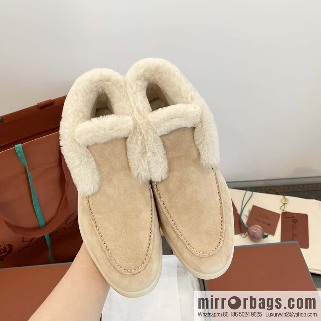 Loro Piana nutria fur high-top fluffy shoes