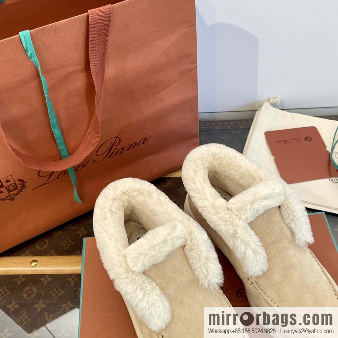 Loro Piana nutria fur high-top fluffy shoes