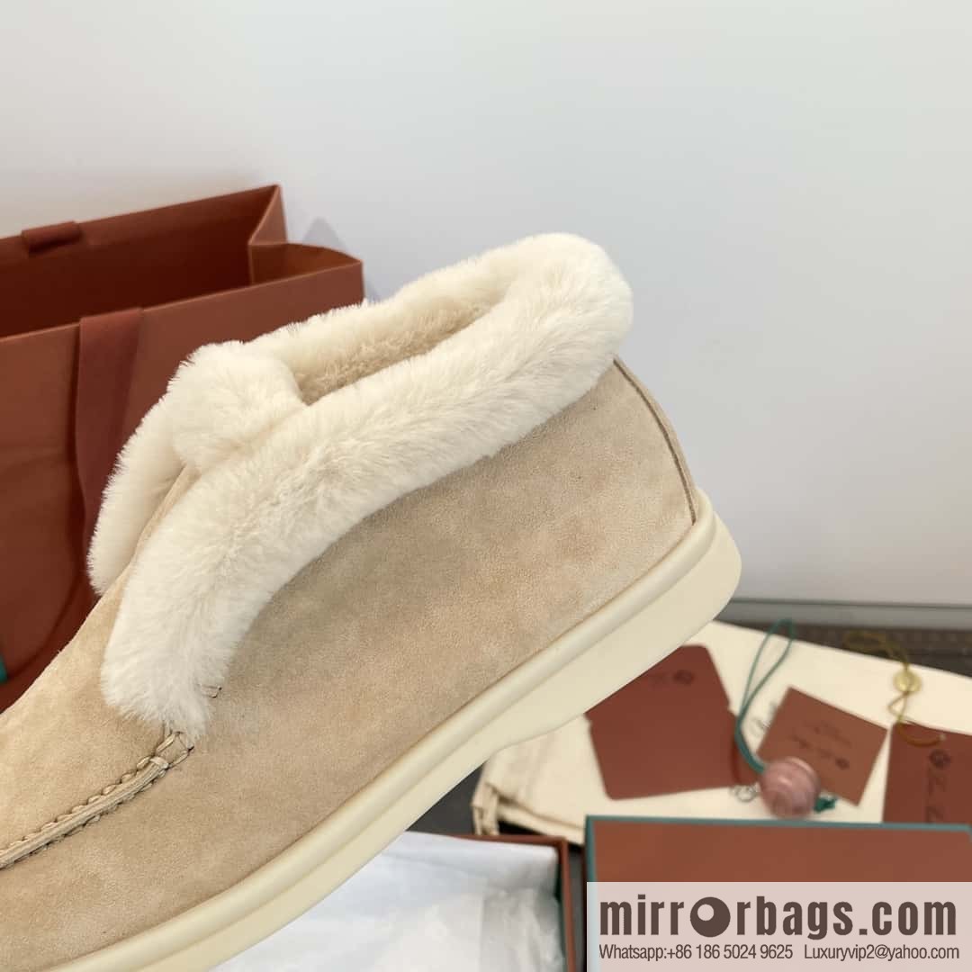 Loro Piana nutria fur high-top fluffy shoes