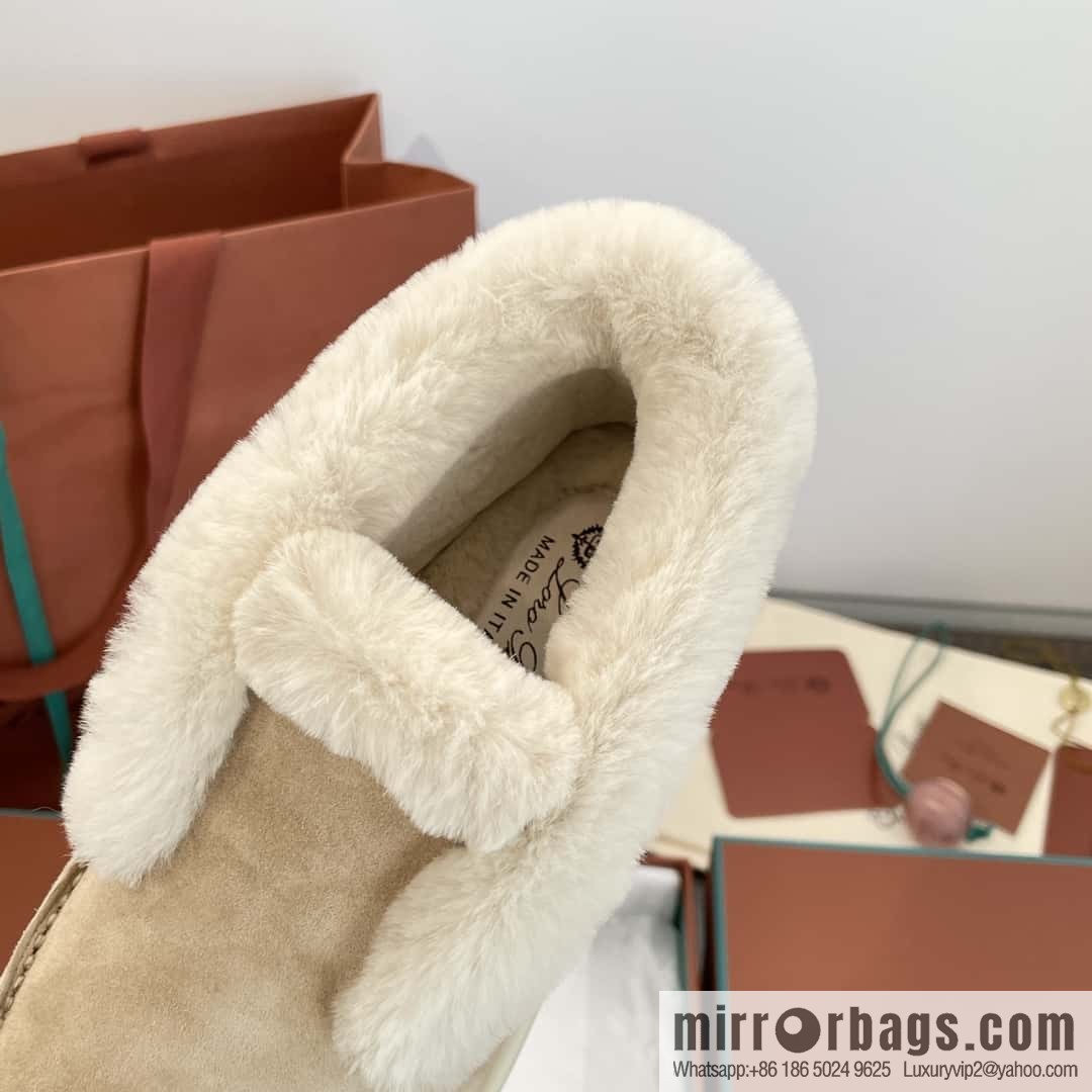Loro Piana nutria fur high-top fluffy shoes
