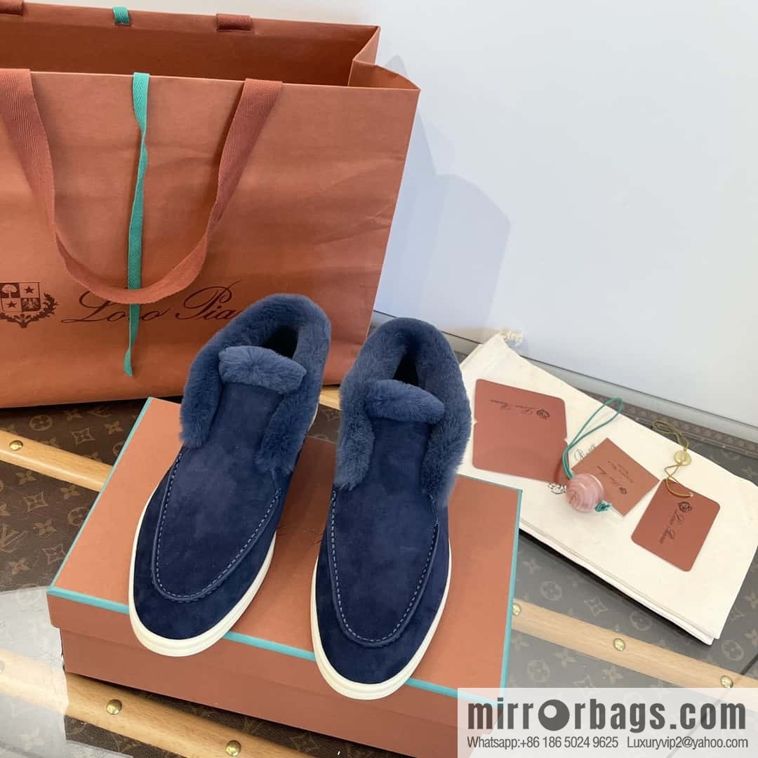 Loro Piana nutria fur high-top fluffy shoes