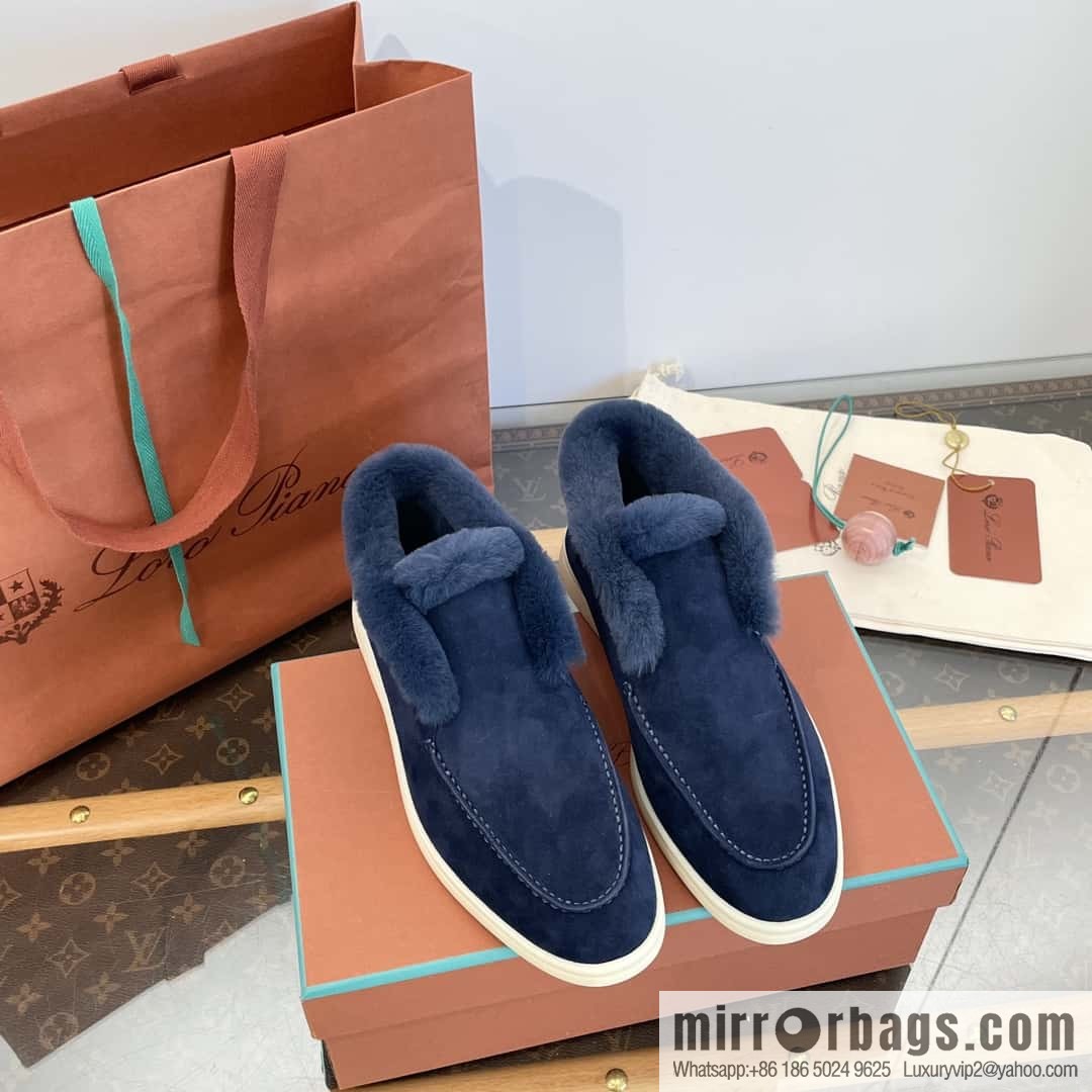Loro Piana nutria fur high-top fluffy shoes